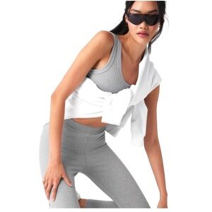 alo ribbed leggings high waist 7/8 blissful in heather grey